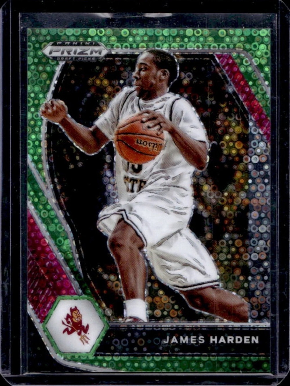 2021-22 Panini Prizm Draft Picks James Harden Neon Green Circle #/5